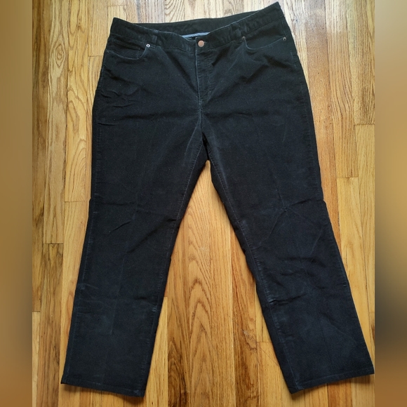 L.L.Bean Favorite Fit Corduroy Pants Jeans Black Ankle Cropped Cotton Pockets 20 - Picture 5 of 16